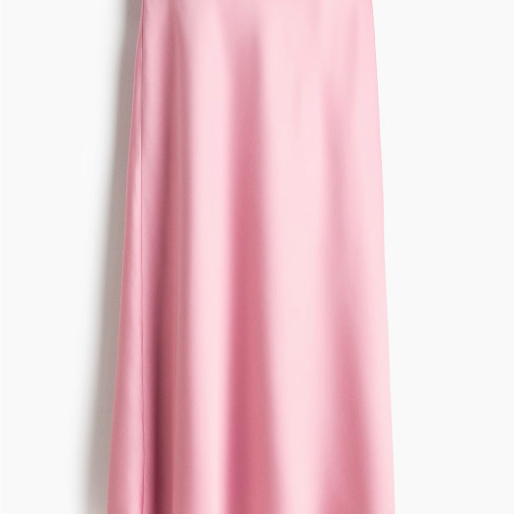 H&M Pale Pink Satin Midi Skirt